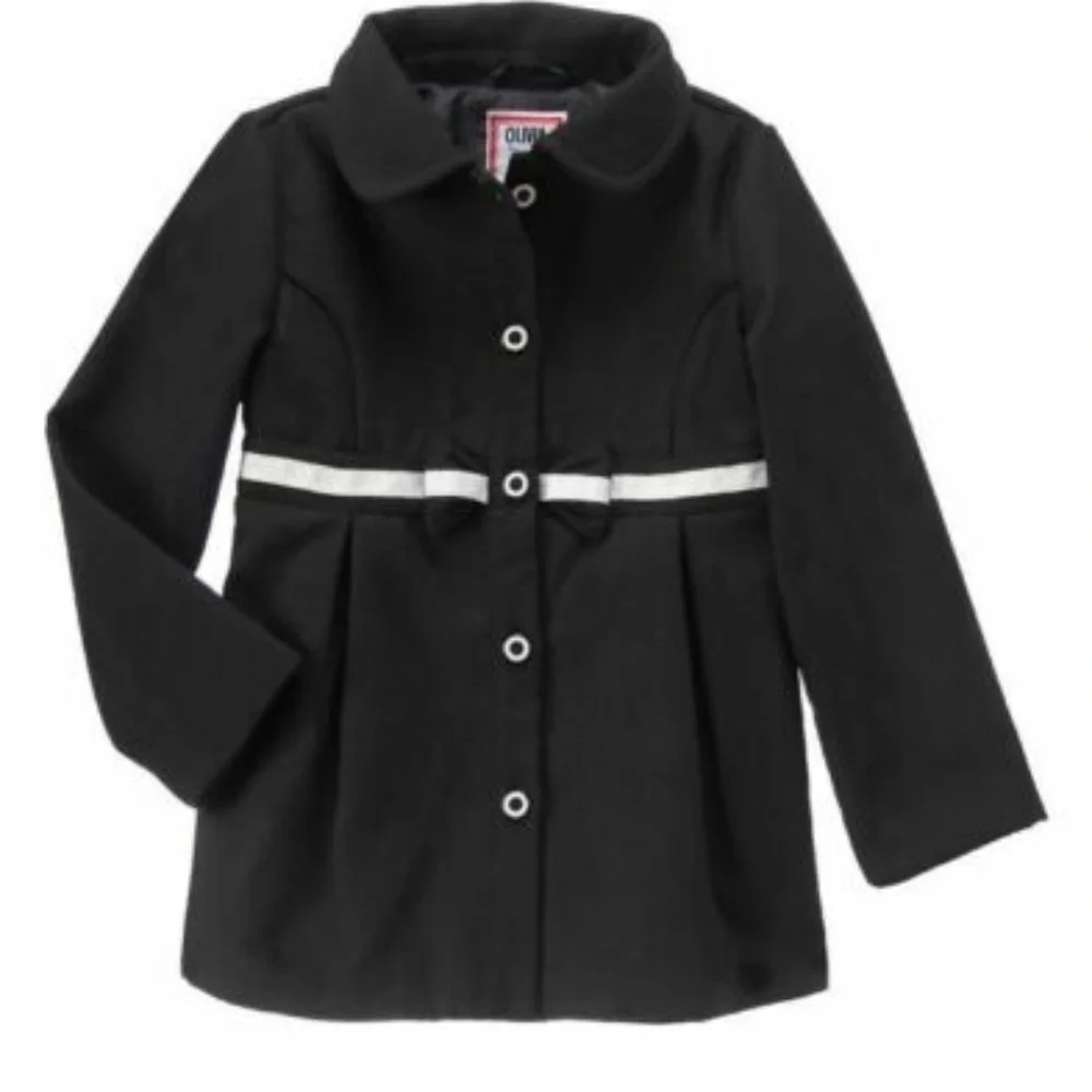 Gymboree Pea Coat Baby Girls‎ 12-18 Mo Black Bow Jacket NWT
